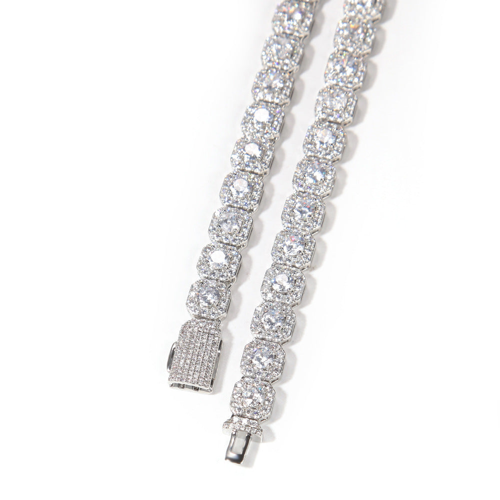Bracelet Hip Hop 9mm Square Rock Sugar Zircon Bracelet ins Spectrum St. Valentine's