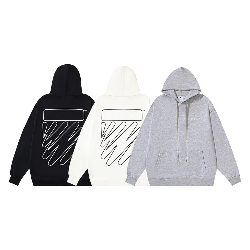 OW hoodie ECG Pattern Arrow Sleeve Hood