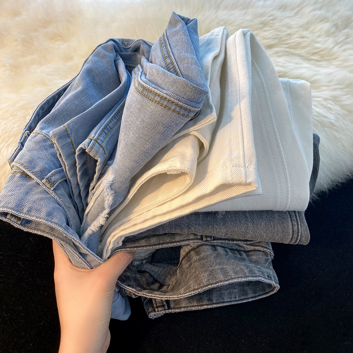 Men Jeans Ripped Jeans Men's Summer Straight Loose Pants