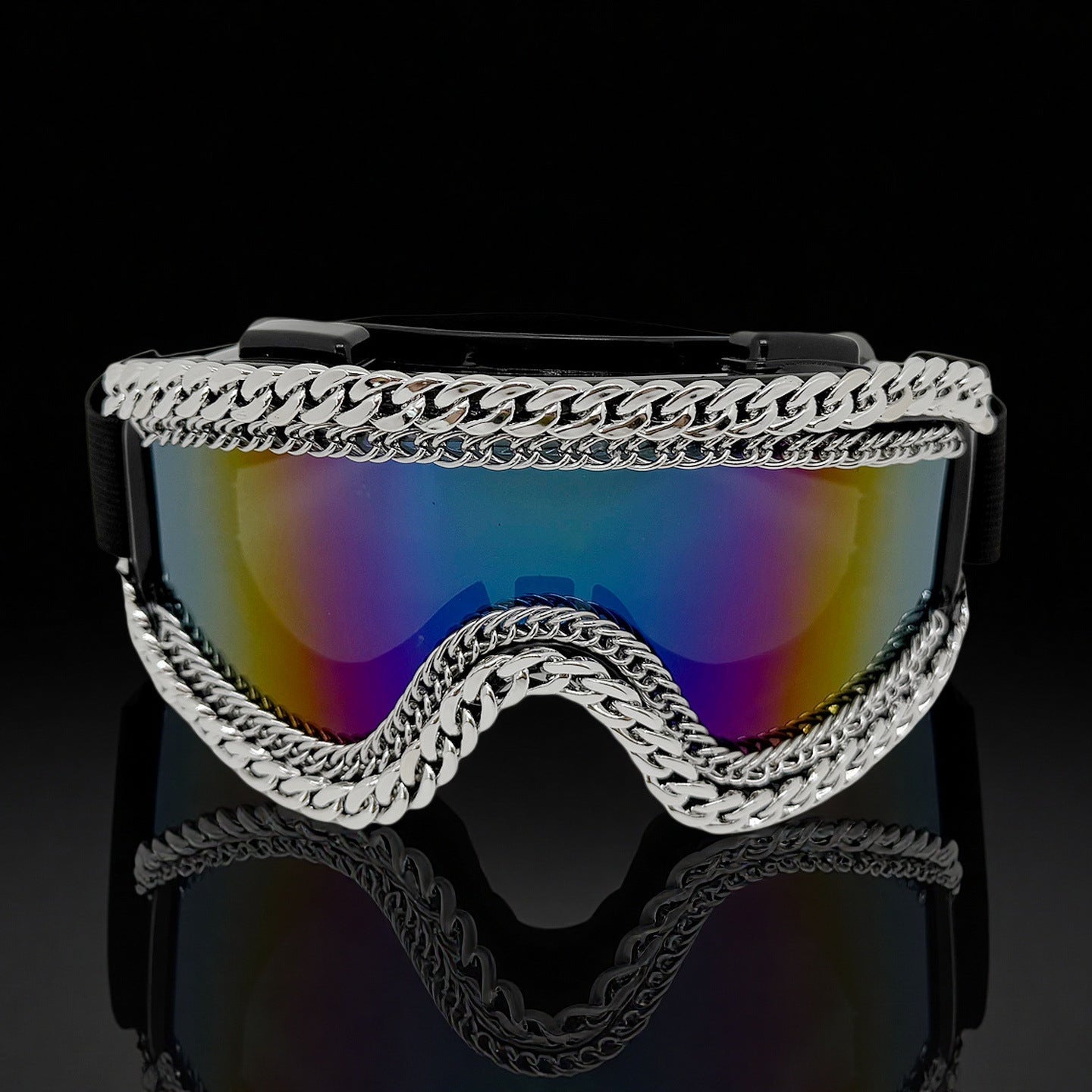 Trendy punk glasses metal chain