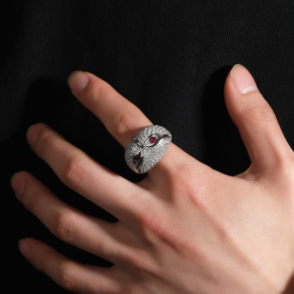 Rings Owl Ring Hip Hop Copper Set 5A Zircon Spectrum Animal