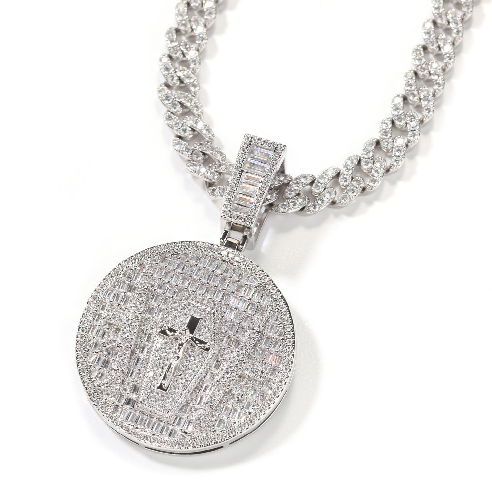 Jewelry Summer Cross Pendant Full Diamond Necklace Spectrum Far East
