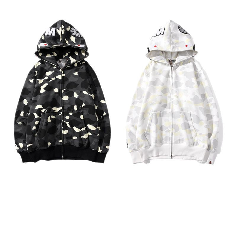Bathing Ape Hoodie camouflage luminous sweater men's autumn and winter cardigan