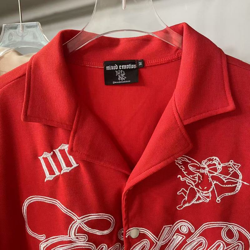 Mixed Emotion T-Shirt Embroidered polo shirt lapel casual loose short sleeve