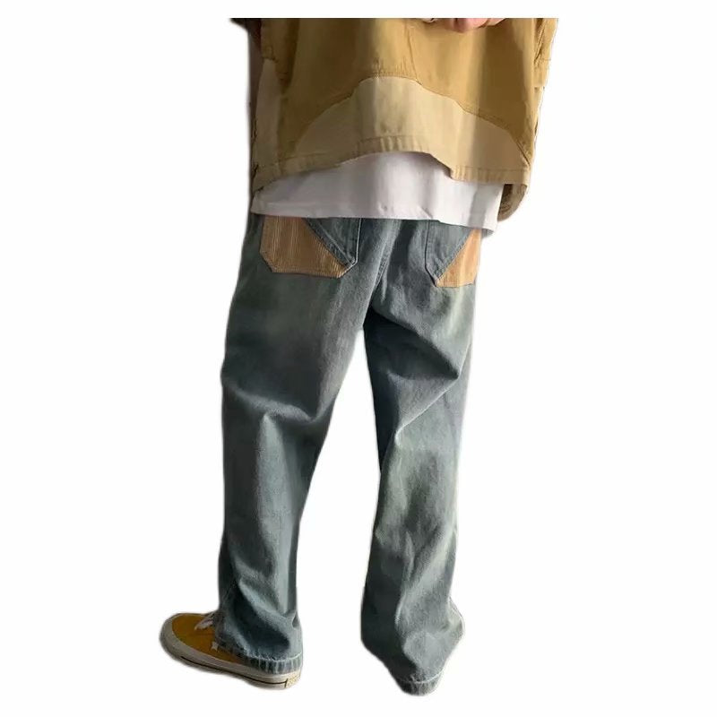 Men Jeans Retro Spring and Autumn Loose Straight Jeans Trousers