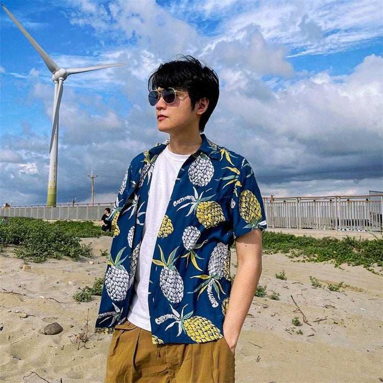 GUILTYPARTIES TIGER Shirts 18SS Heaven Tokyo, covered in pineapple skull Hawaiian short-sleeved shirt