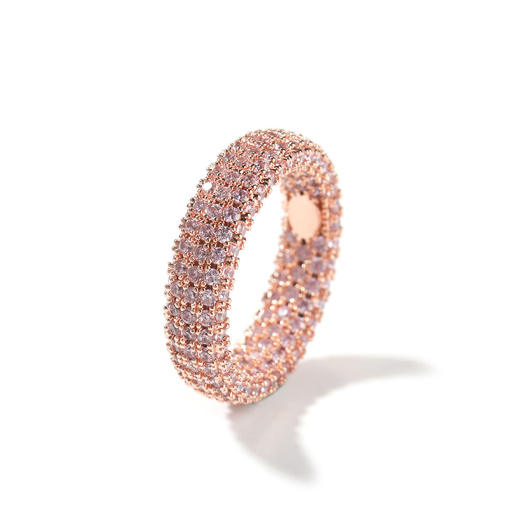 Rings Copper Zircon Full Diamond Ring hiphop Spectrum Royalty