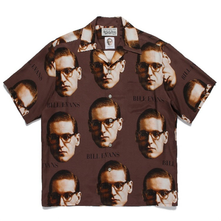 GUILTYPARTIES TIGER Shirts Bill Evans Jazz Music Hawaiian Casual Short Sleeve Shirts Men's and Women's