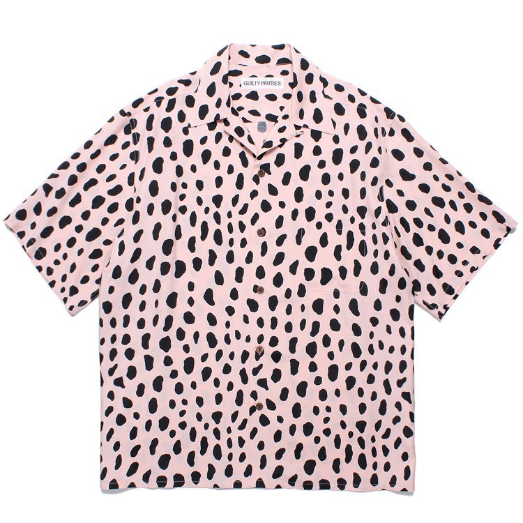 GUILTYPARTIES TIGER Shirts 24ss LEOPARD SHIRT Leopard print Hawaiian short-sleeved shirt men