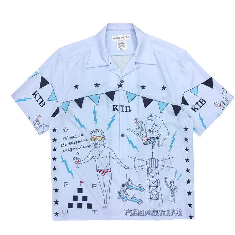 GUILTYPARTIES TIGER Shirts 24ss World Peace Series Theme, Hawaiian Short Sleeve Shirt Men