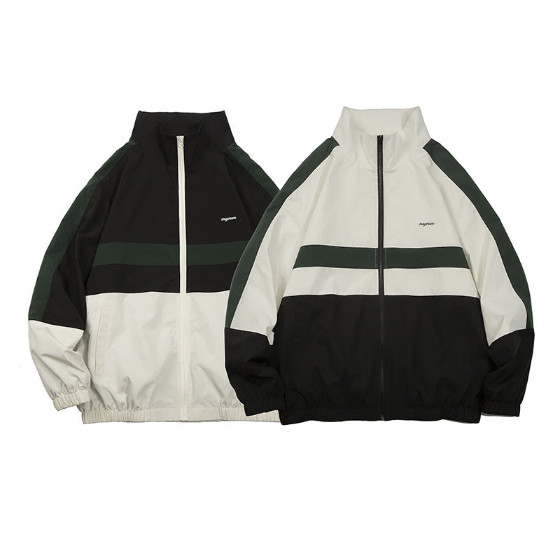 Unisex Jacket Vintage Sports Jacket Loose Half Zipper Pullover Coat