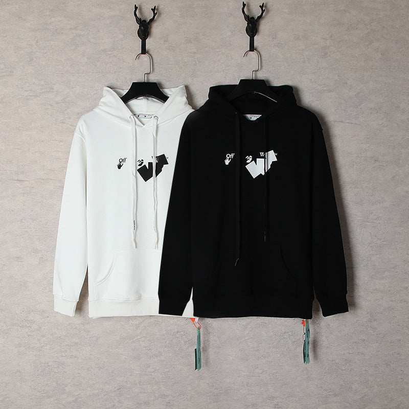 OW  hoodie three-dimensional arrow pattern pullover hoodie