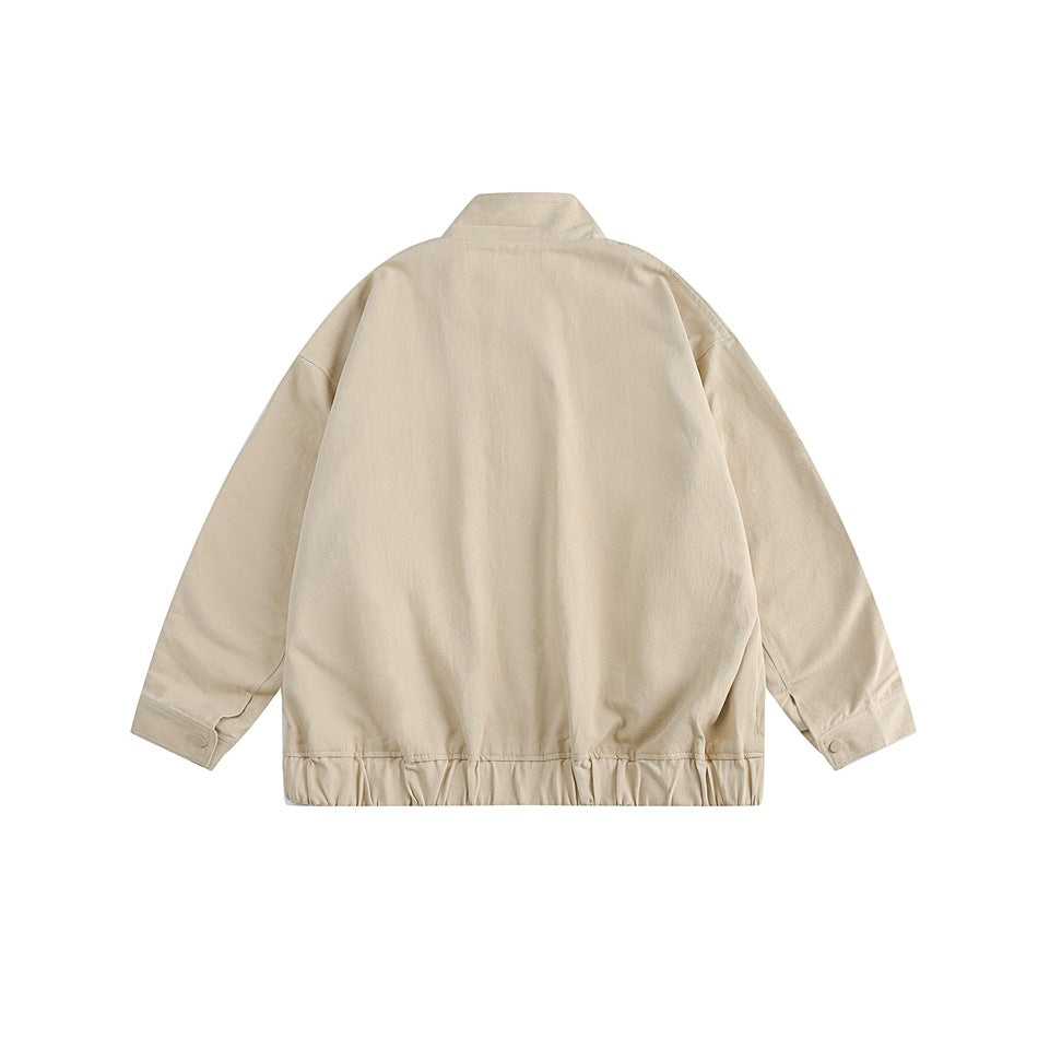 Unisex Jacket Vintage Baggy Coat Men's and Women's Stand Collar Jacket