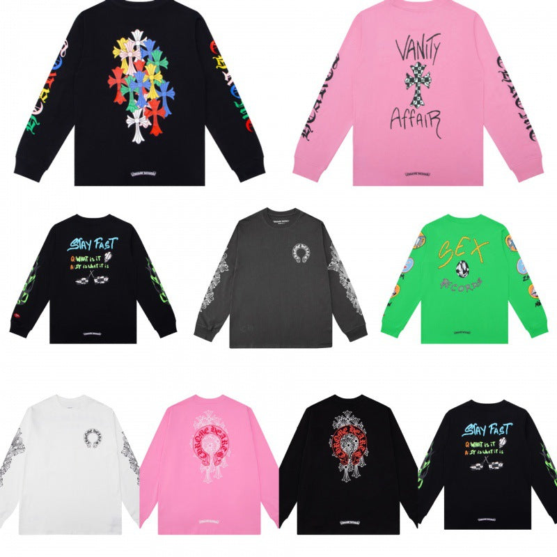 CHH  Heart Long Sleeve Shirt Unisex Fashion Loose Long Sleeve Shirt
