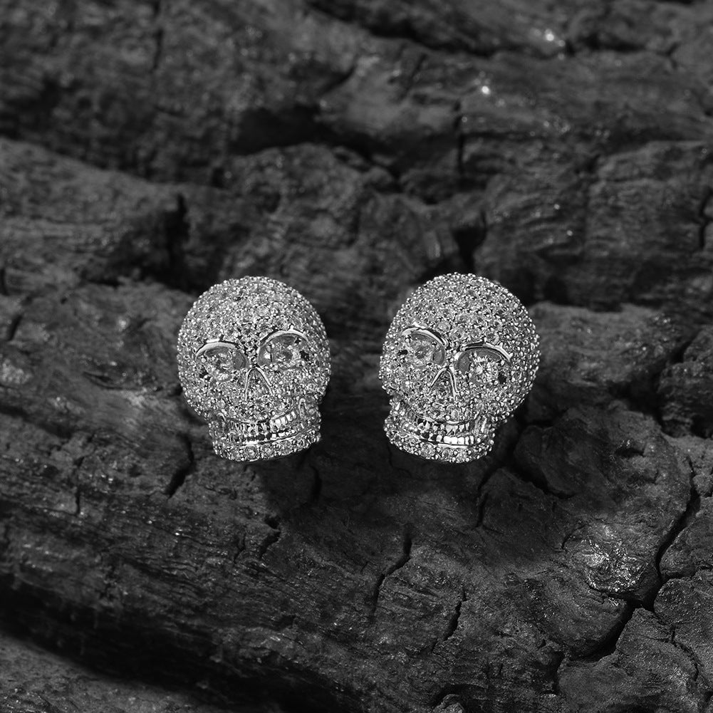 Earrings Zircon Skull Earrings Skull Spectrum