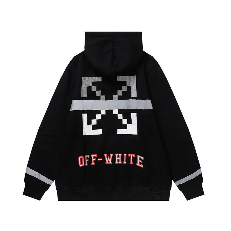 OW hoodie Alphabet Arrow Pattern Fleece Hood