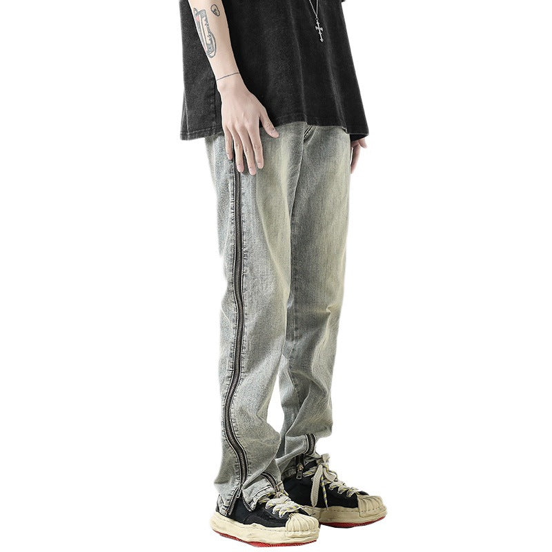 Men Jeans Summer Loose Straight-Leg Wide-Leg Pants