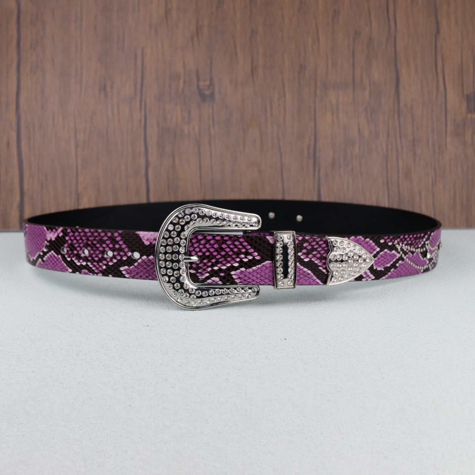 Hip-hop punk rhinestone belt python pattern