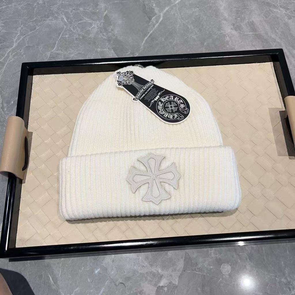 Chrome Hearts Knit Hat - Warm, Casual, Trendy Winter Streetwear Fashion Versatile Jacquard Wool Hat European and American Casual Warm Cold Hat Cross-border Knitted Hat Xiaoxiang Hat