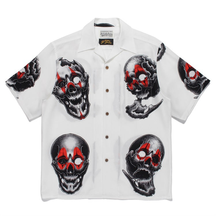 GUILTYPARTIES TIGER Shirts 22SS 56 TATTOO STUDIO Tattooed Skull, Short Sleeve Shirt