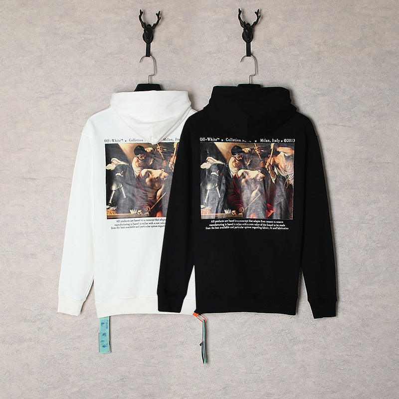 OW  hoodie oil painting series pullover terry hooded