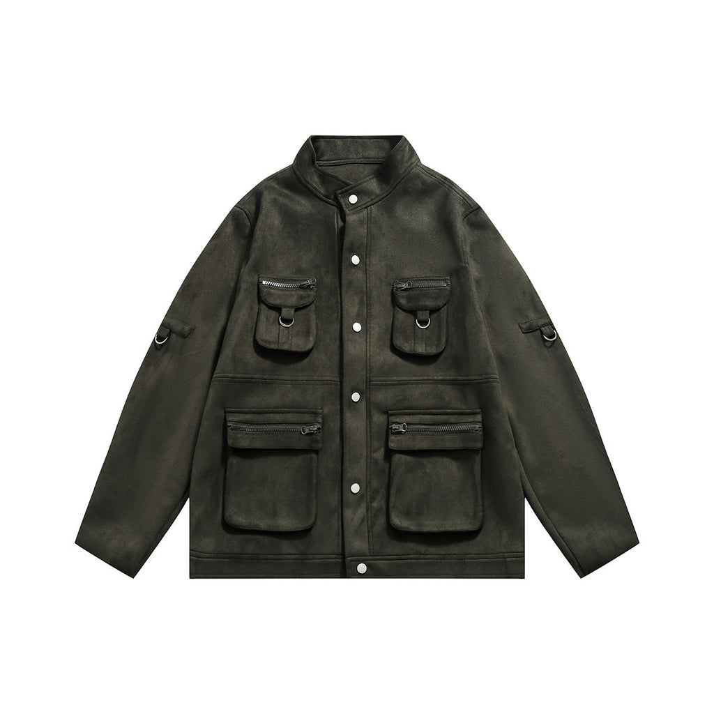 Unisex Jacket Vintage Multi-Pocket Workwear Jacket Top Baggy Coat