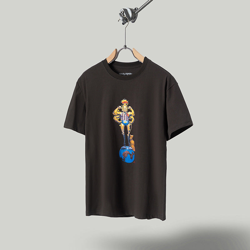 Travis Scott T-Shirt Travis Scott Short Sleeve Circus Letter Print Casual Loose Short Sleeve