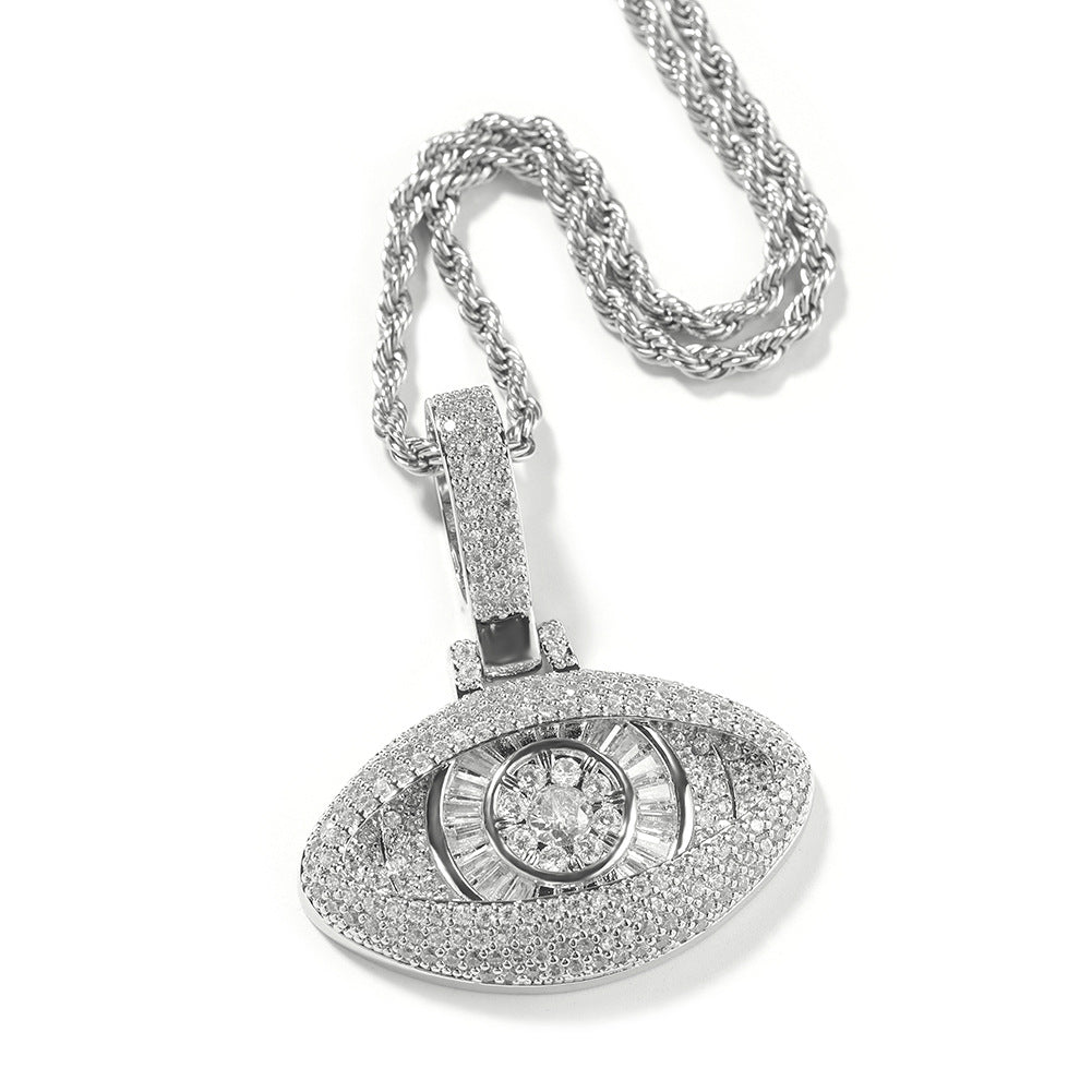 Jewelry Diamond Eyes Pendant Necklace Copper Zircon Silver Angel Pieces St. Valentine's Spectrum