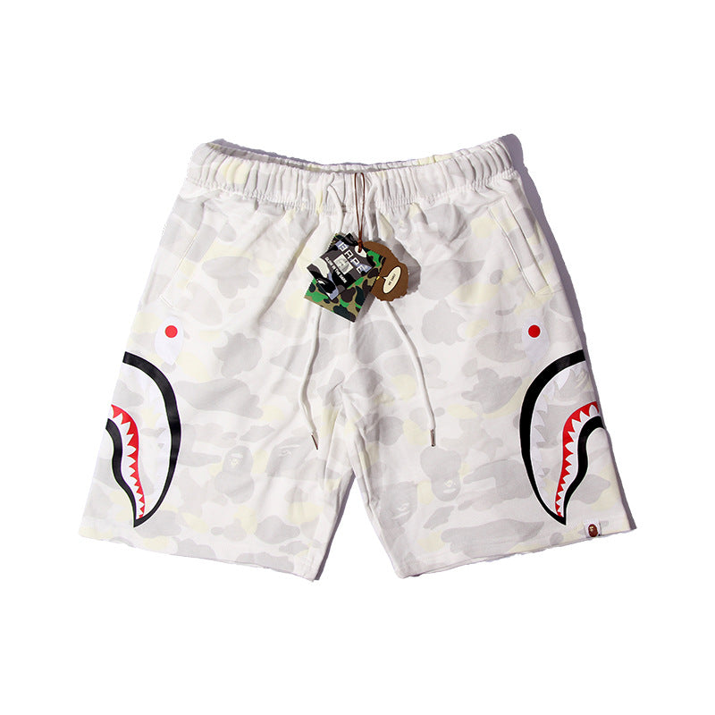 Bathing ape Bape Shorts Camo luminous shark side print five-point pants straight beach pants