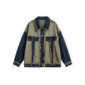 Unisex Jacket Washed Denim Jacket Casual Loose Lapels Overalls