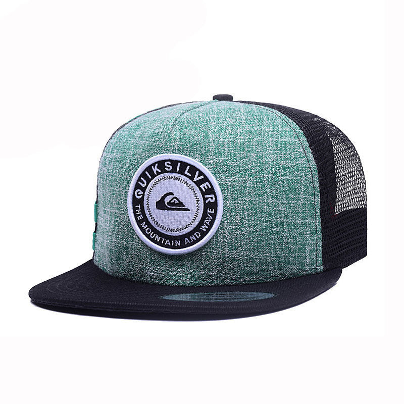 Trendy flat brimmed snapback hats men's and women's adjustable mesh hat