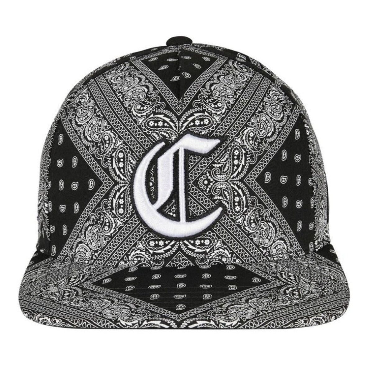 Trendy flat brimmed snapback hats cashew pattern sun shade