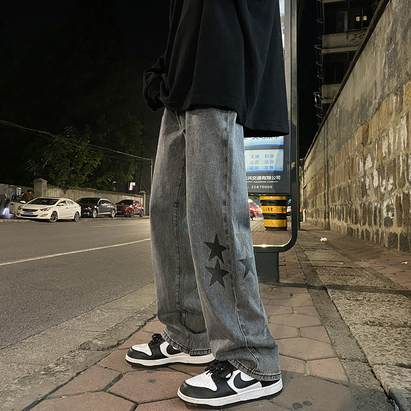 Men Jeans Spring and Autumn Wide Leg Trousers Hip Hop Retro Pants