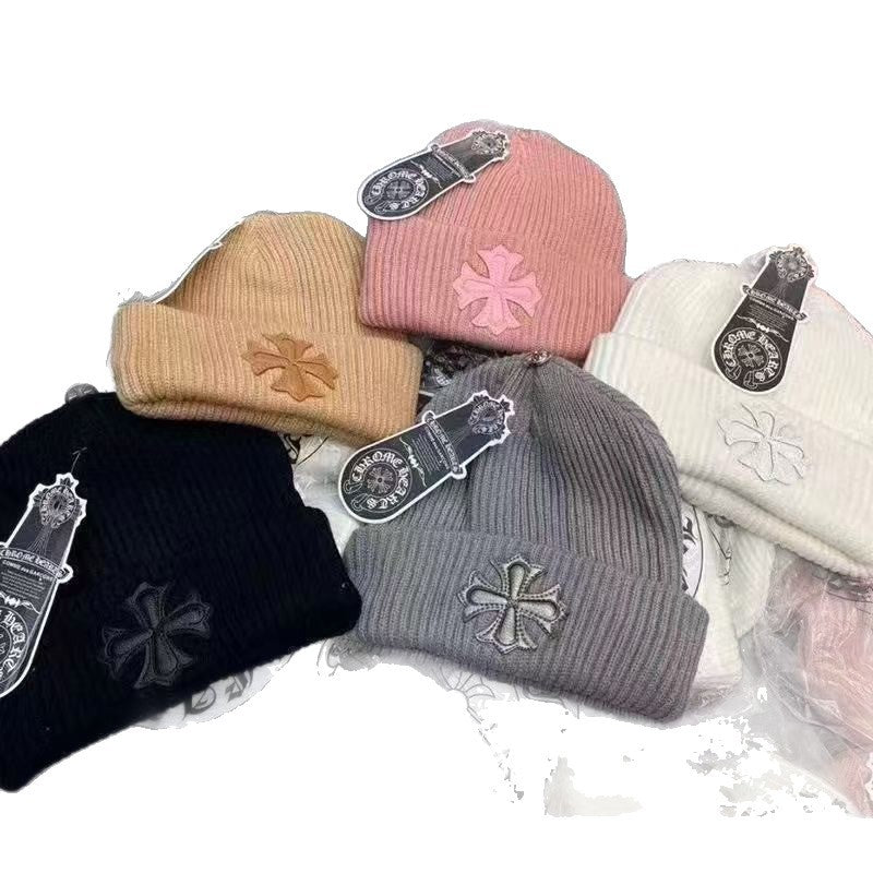 Chrome Hearts Knit Hat - Warm, Casual, Trendy Winter Streetwear Fashion Versatile Jacquard Wool Hat European and American Casual Warm Cold Hat Cross-border Knitted Hat Xiaoxiang Hat