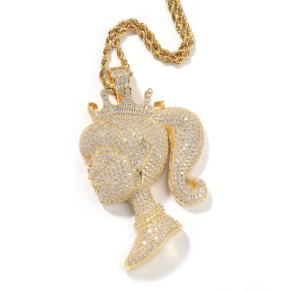 Jewelry ins Crown Barbie Pendant Necklace Copper with Zircon Angel Pieces Royalty Spectrum St. Valentine's