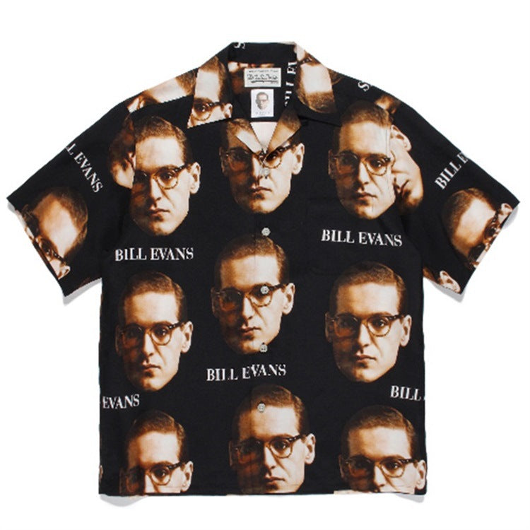 GUILTYPARTIES TIGER Shirts Bill Evans Jazz Music Hawaiian Casual Short Sleeve Shirts Men's and Women's