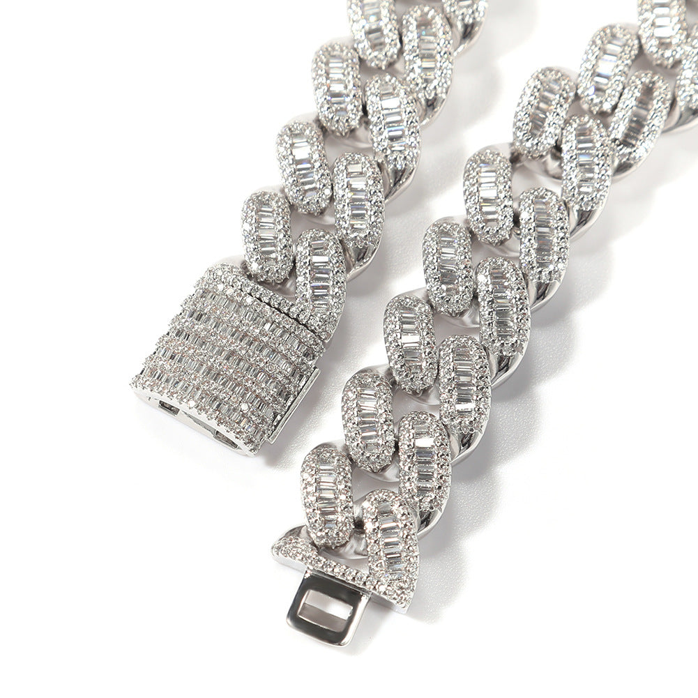 Bracelet 14MMT Square Zircon Hip Hop Cuban Chain Bracelet Spectrum St. Valentine's