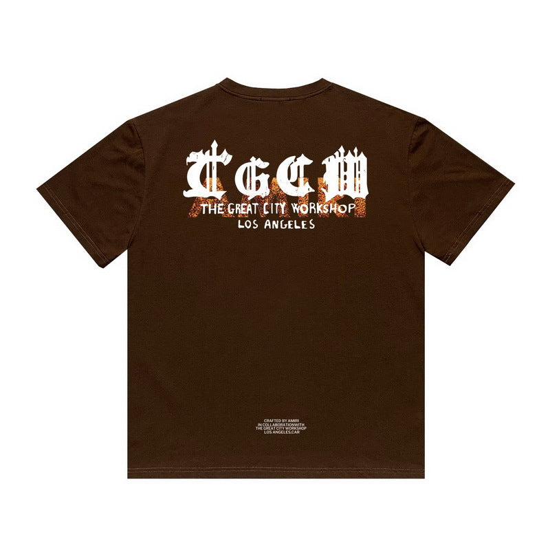 Amiri T Shirt Printed Casual Hip Hop round Neck Short Sleeve T-shirt