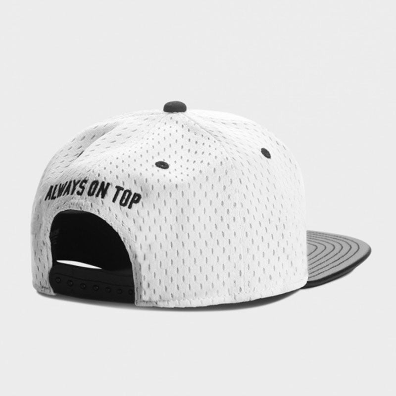 Trendy flat brimmed snapback hats mesh breathable quick-drying adjustable
