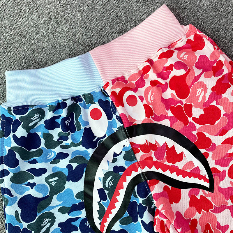 Bathing ape Bape Shorts Camo Alphabet Shark Straight Beach Pants