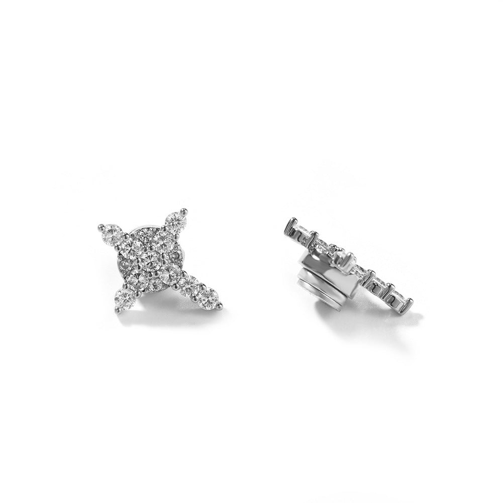 Earrings Snowflake Shape Magnetic Earrings snowflake Spectrum