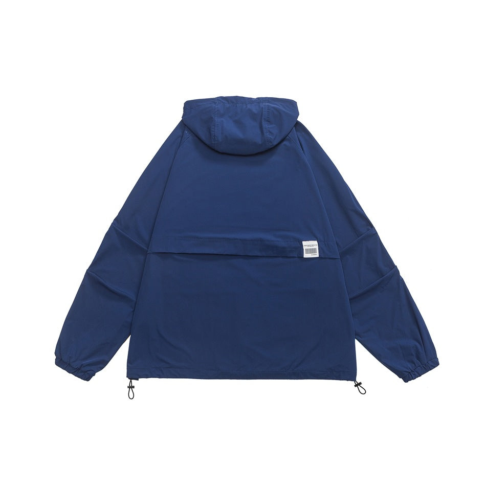 Unisex Jacket Waterproof Exercise Hooded Coat Men and Women Couple Loose Top Jacket