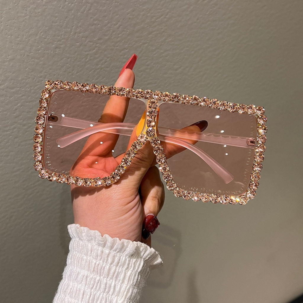 Trendy punk glasses with diamonds