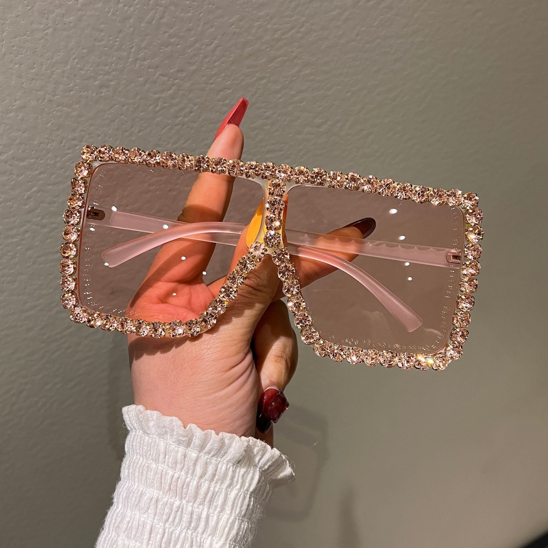 Trendy punk glasses with diamonds