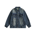 Unisex Jacket Retro Washed Workwear Denim Jacket Loose Denim Jacket