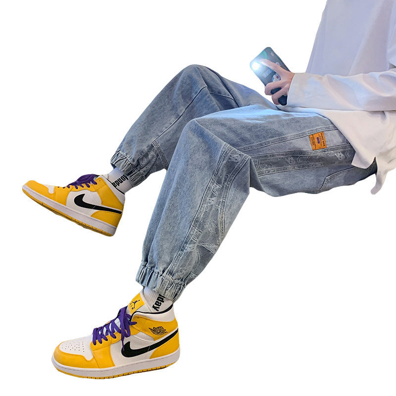 Men Jeans Autumn Hiphop Casual Pants Ankle Banded Pants