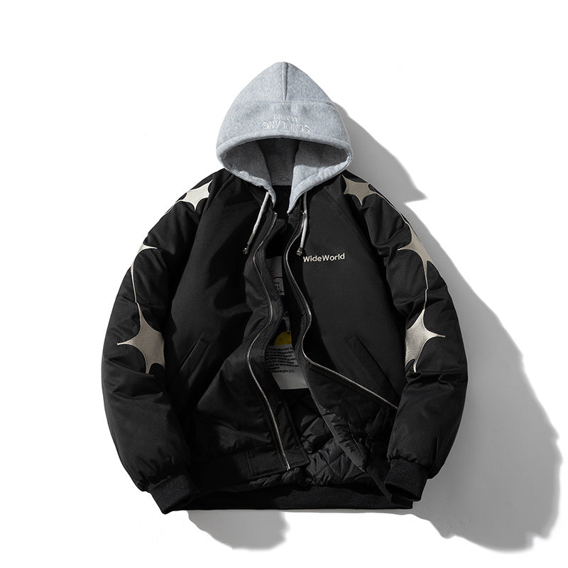 Mens Vintage Jackets Padded Jacket Autumn and Winter Thickened Baseball Jacket Cotton Jacket