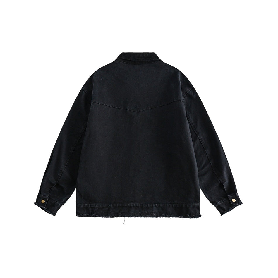 Unisex Jacket Washed Overalls Detroit Jacket Retro Lapels Coat
