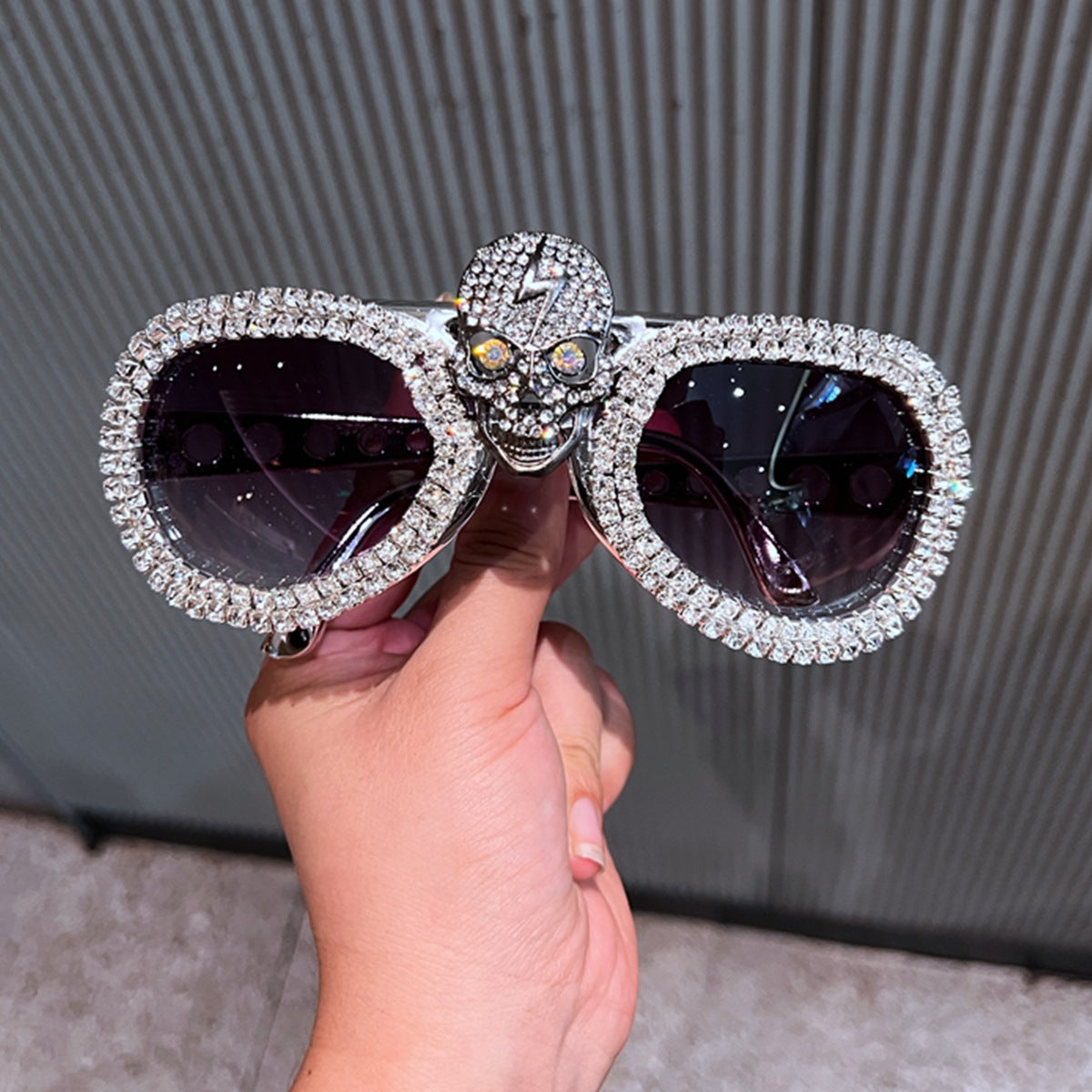 Trendy punk glasses retro diamond