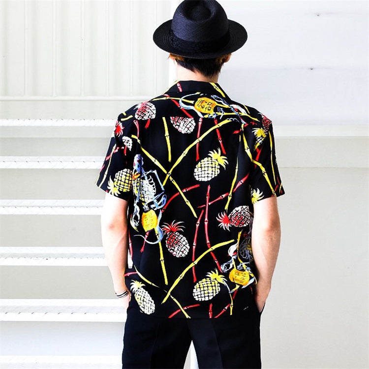 GUILTYPARTIES TIGER Shirts 18SS Heaven Tokyo, covered in pineapple skull Hawaiian short-sleeved shirt